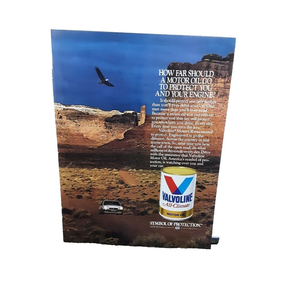 1984 Valvoline All Climate Motor Oil Can Original Print Ad vintage